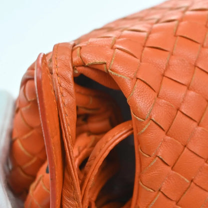 Bottega Veneta Intrecciato Shoulder Leather, Orange, Leather, Handbag