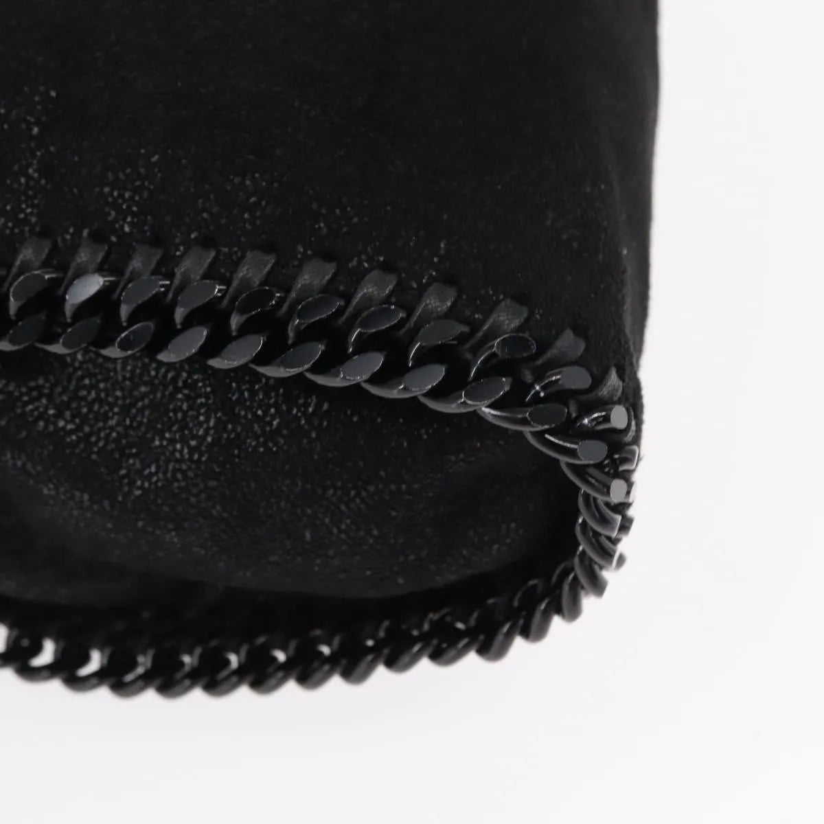 Stella McCartney Falabella Fold Over Shaggy Deer, Black, Polyester, Shoulder Bag
