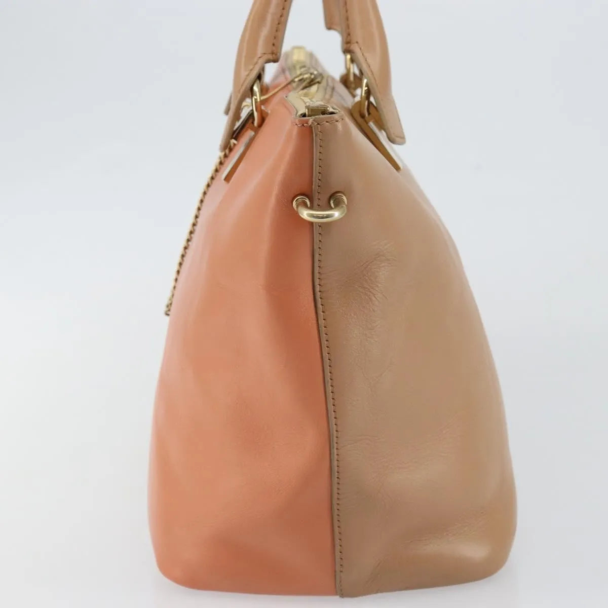 Chloe Bicolor Baylee Satchel Leather, Orange, Leather, Handbag