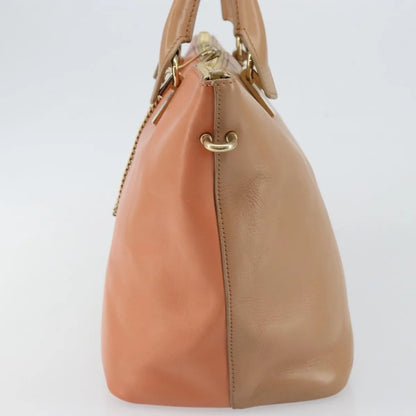 Chloe Bicolor Baylee Satchel Leather, Orange, Leather, Handbag