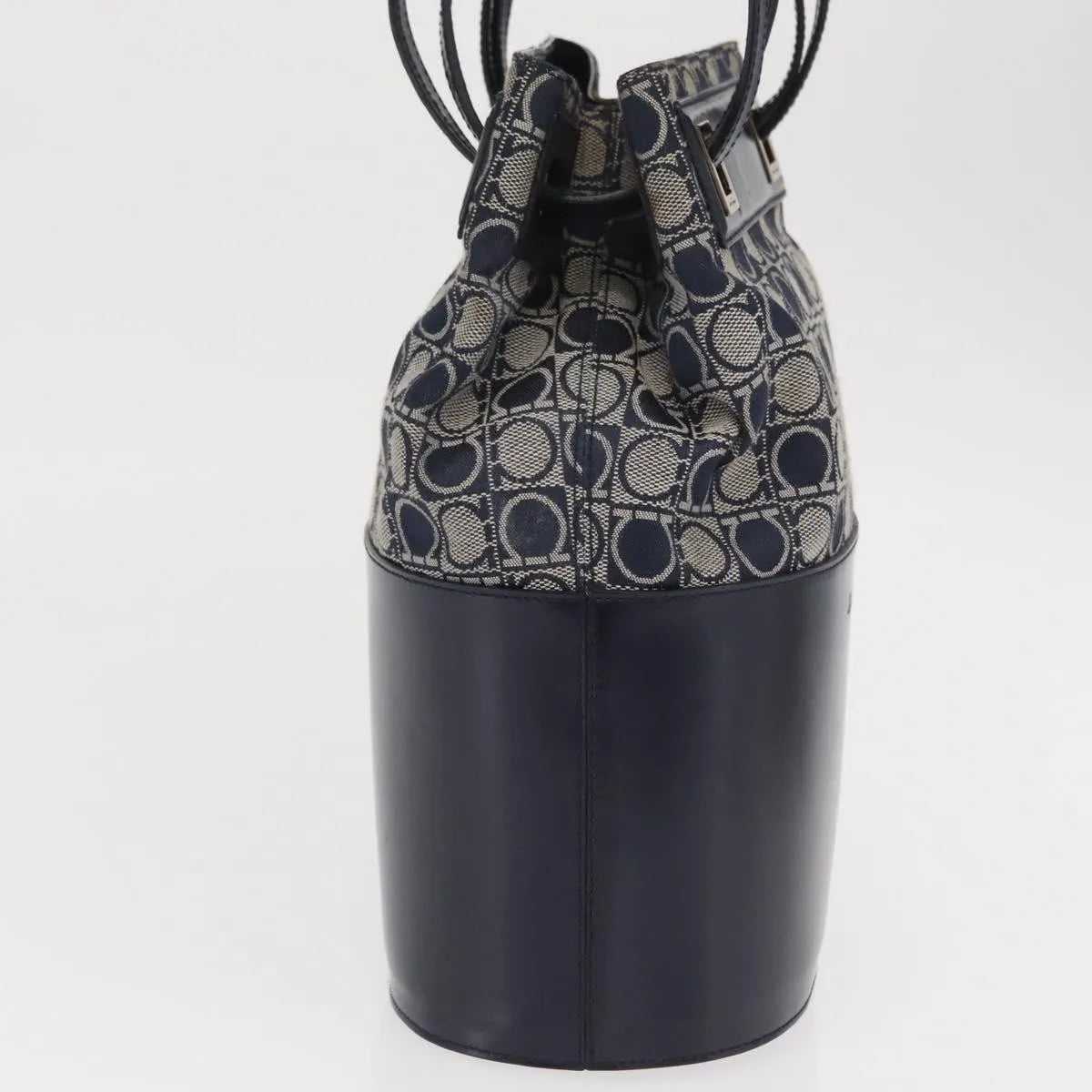 Salvatore Ferragamo Gancini Canvas and leather, Navy, Canvas, Shoulder Bag