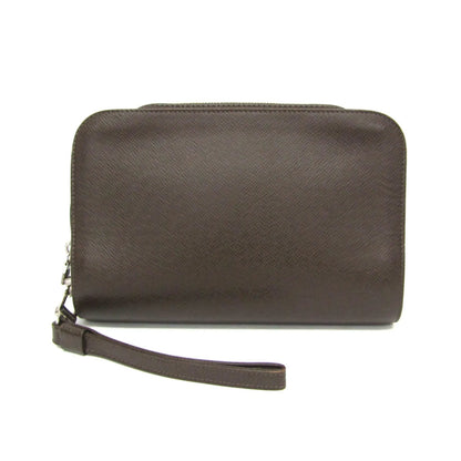 Louis Vuitton Pochette Baikal Clutch Taiga Leather, Gray, Leather, Clutch