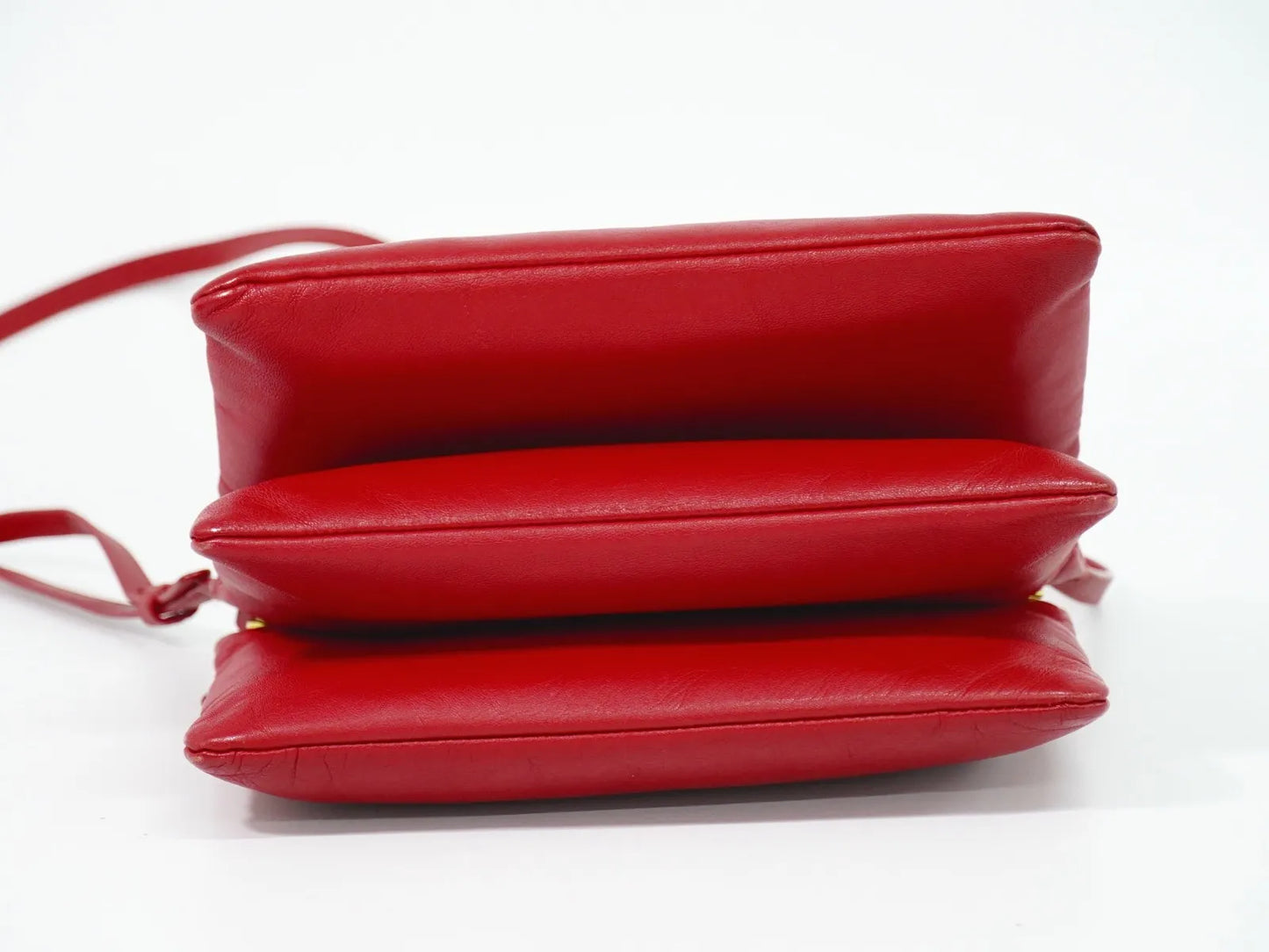 Celine Trio Leather, Red, Leather, Shoulder Bag