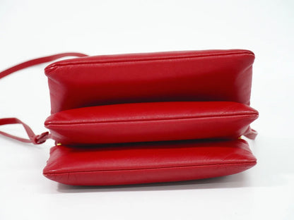 Celine Trio Leather, Red, Leather, Shoulder Bag