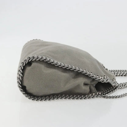 Stella McCartney Falabella Fold Over Faux Leather, Gray, Polyester, Shoulder Bag