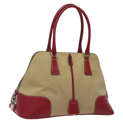 Prada Promenade Tote Canvas and Leather, Beige, Canvas, Shoulder Bag