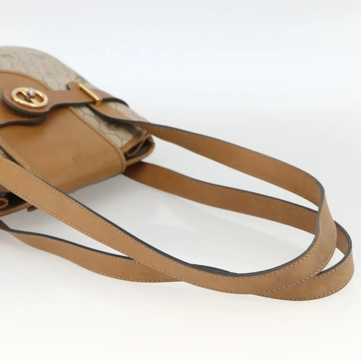 Christian Dior Vintage Honeycomb Canvas and Leather, Beige, Canvas, Shoulder Bag