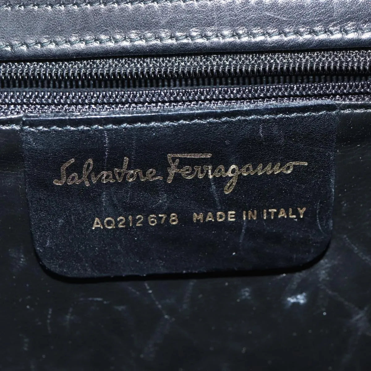 Salvatore Ferragamo Gancini Leather, Black, Leather, Handbag