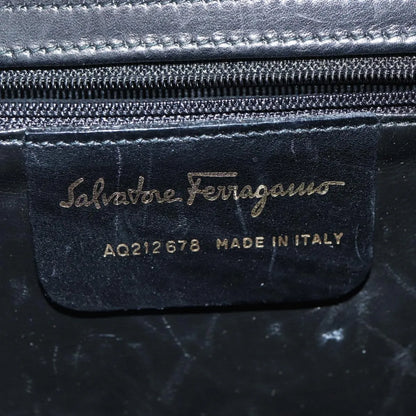 Salvatore Ferragamo Gancini Leather, Black, Leather, Handbag