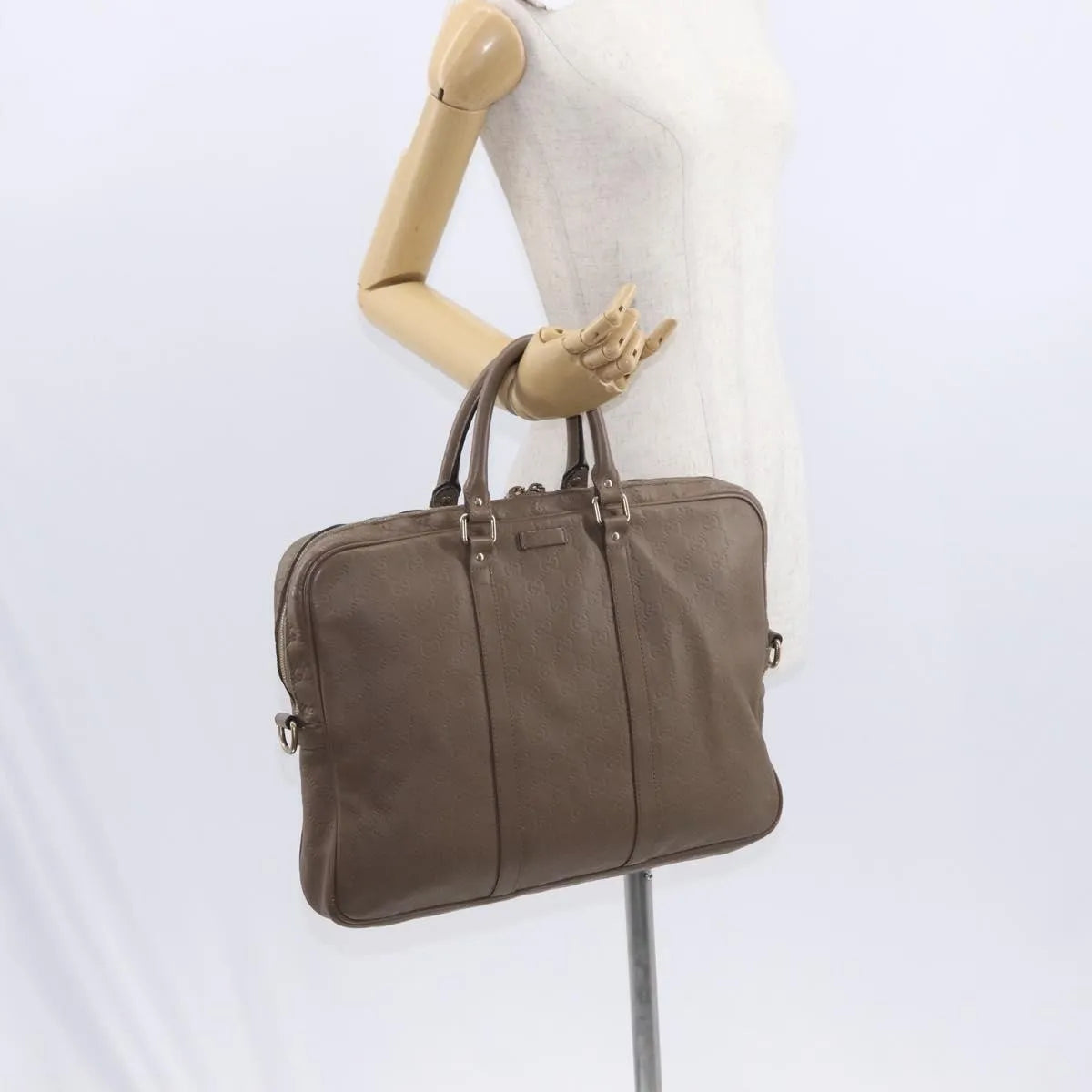 Gucci Convertible Briefcase Leather, Brown, Leather, Briefcase