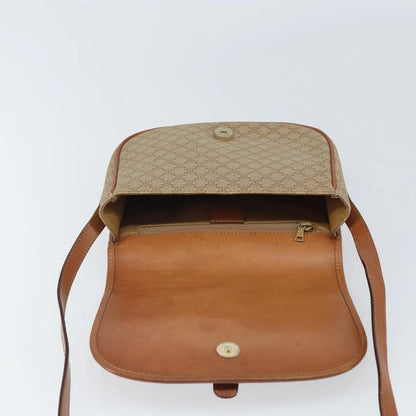 Celine Vintage Macadam Canvas and Leather, Beige, Canvas, Shoulder Bag