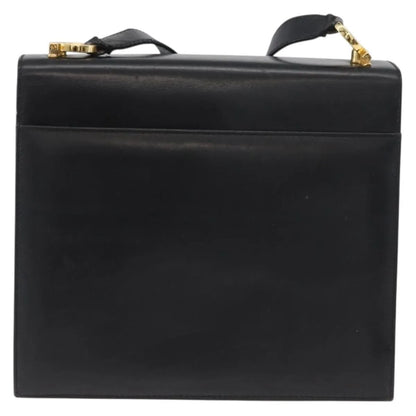 Salvatore Ferragamo Gancini Flap Leather, Black, Leather, Shoulder Bag