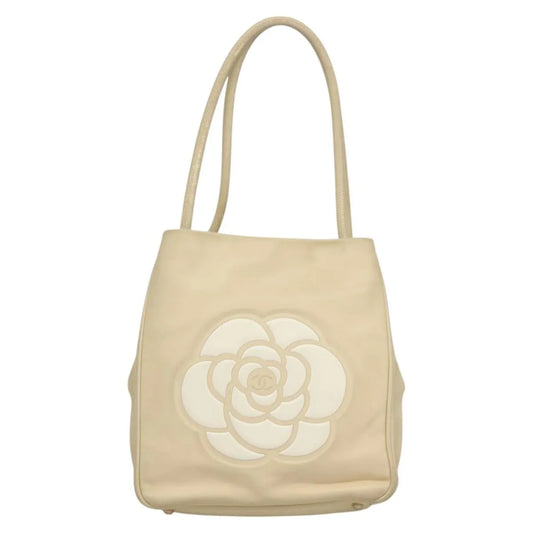 Chanel Camellia Tote Leather, Beige, Leather, Tote Bag