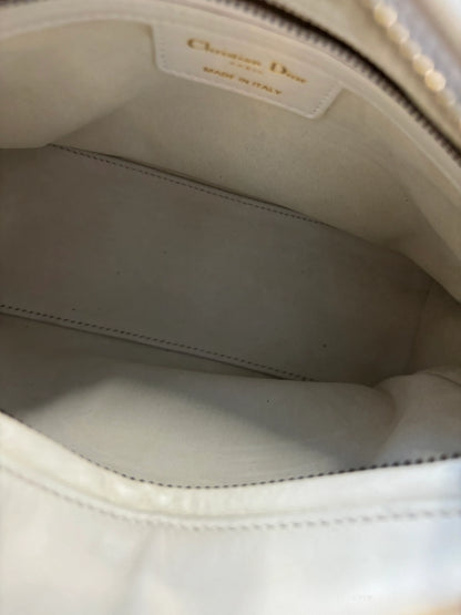 Christian Dior Lady Dior Studded Studded Cannage, White, Calfskin, Crossbody Bag