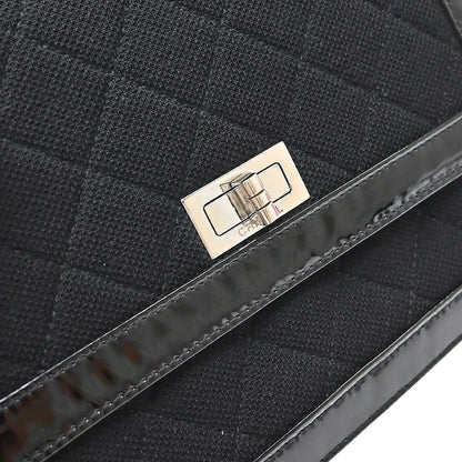 Chanel Reissue Flap Quilted Jersey with Patent, Black, Canvas, Shoulder Bag