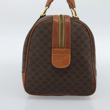 Celine Vintage Macadam Boston Canvas and Leather, Brown, Canvas, Handbag