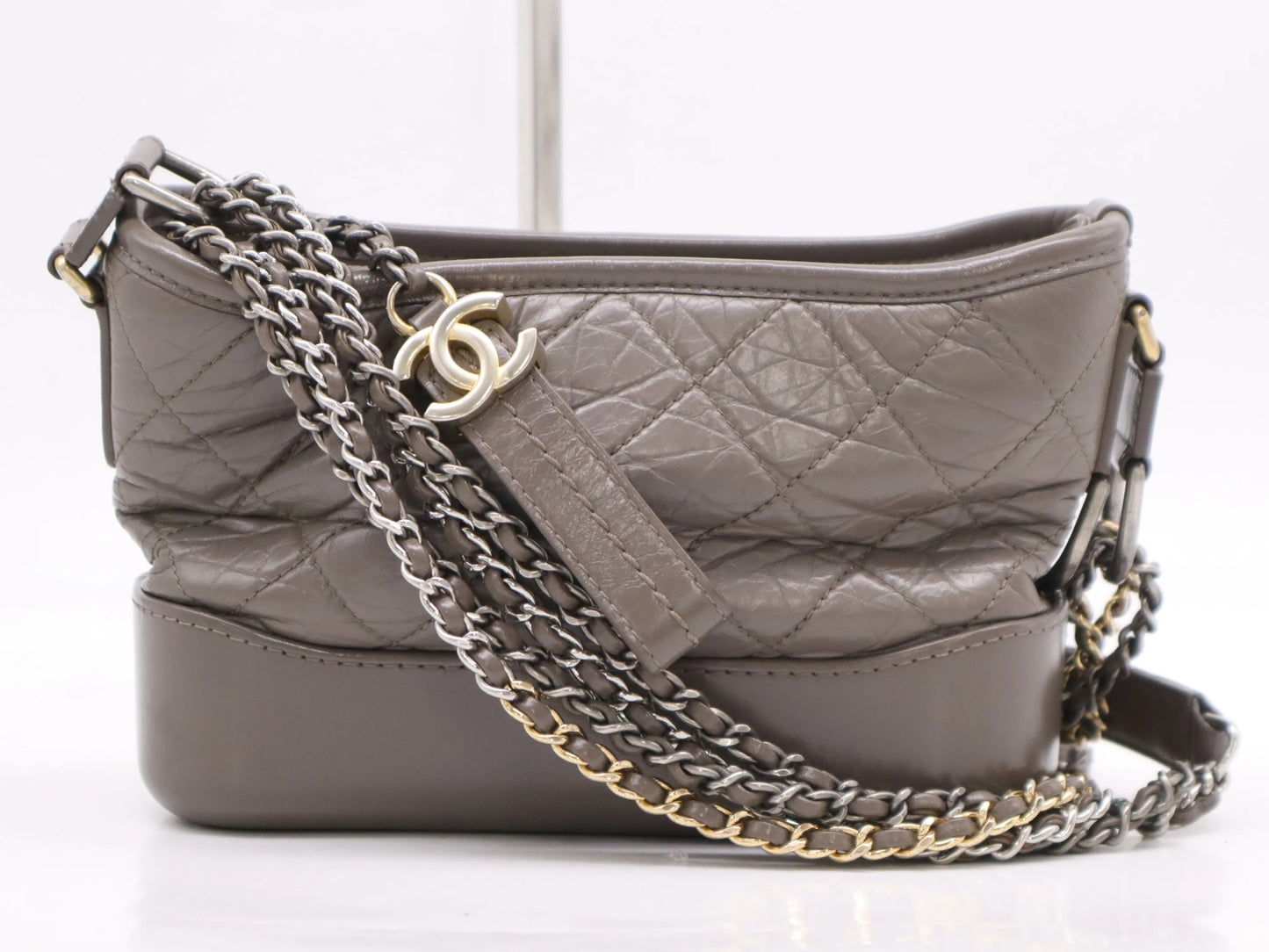 Chanel Gabrielle Hobo Quilted Aged Calfskin, Brown, Calfskin, Shoulder Bag