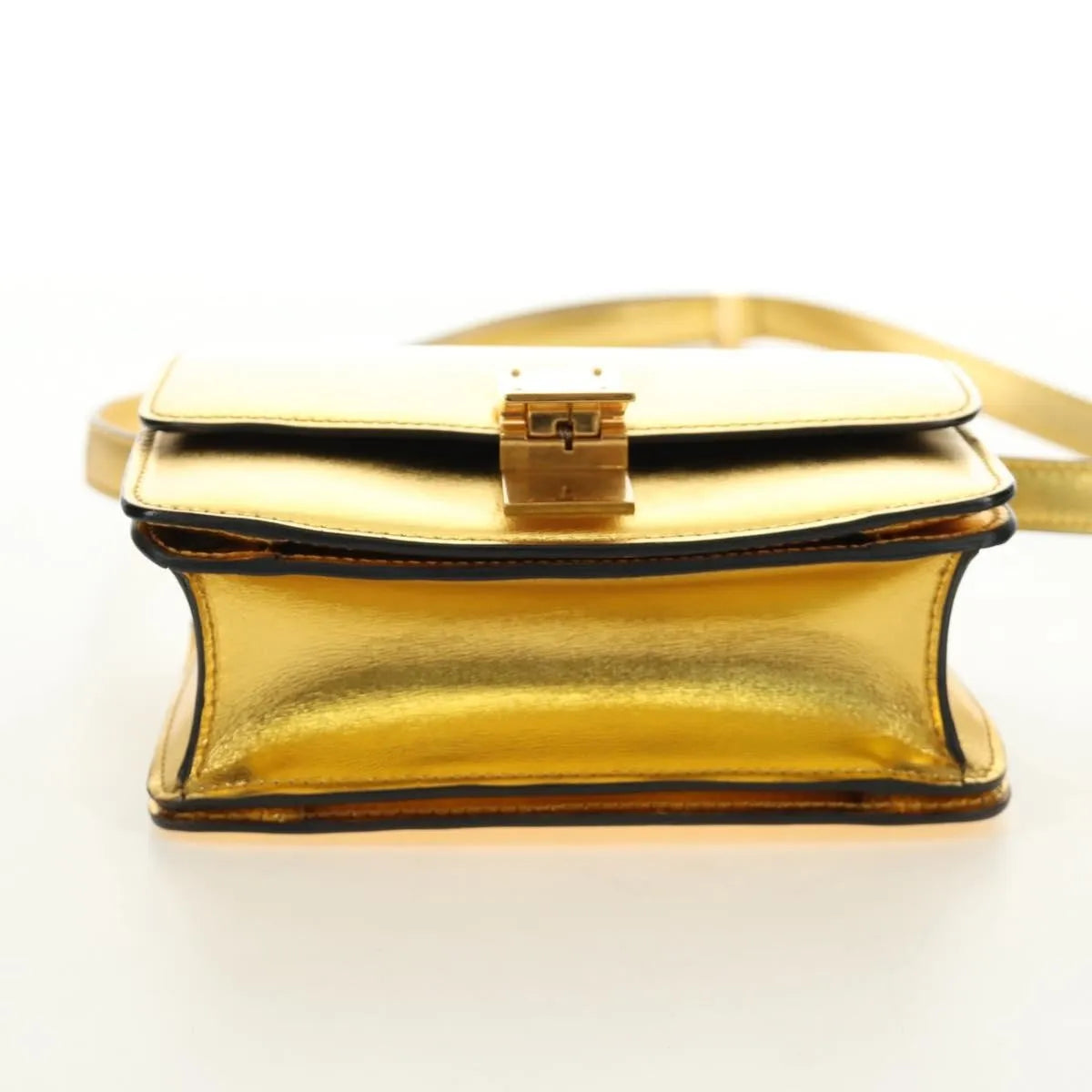 Celine Flap Shoulder Leather, Gold, Leather, Shoulder Bag