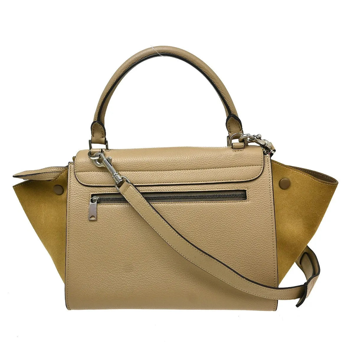 Celine Trapeze Leather with Suede, Beige, Leather, Handbag
