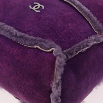 Chanel CC Logo Shearling and Suede, Purple, Suede, Shoulder Bag