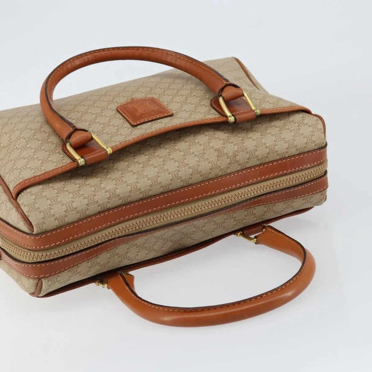 Celine Vintage Macadam Canvas, Beige, Canvas, Handbag