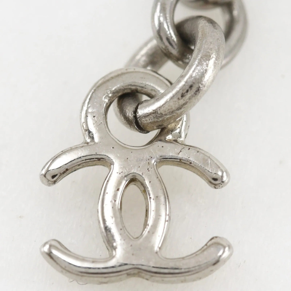 Chanel CC Ball Drop Pendant Metal, Silver, Metal, Necklace
