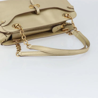 Salvatore Ferragamo Gancini Leather, Gold, Leather, Shoulder Bag