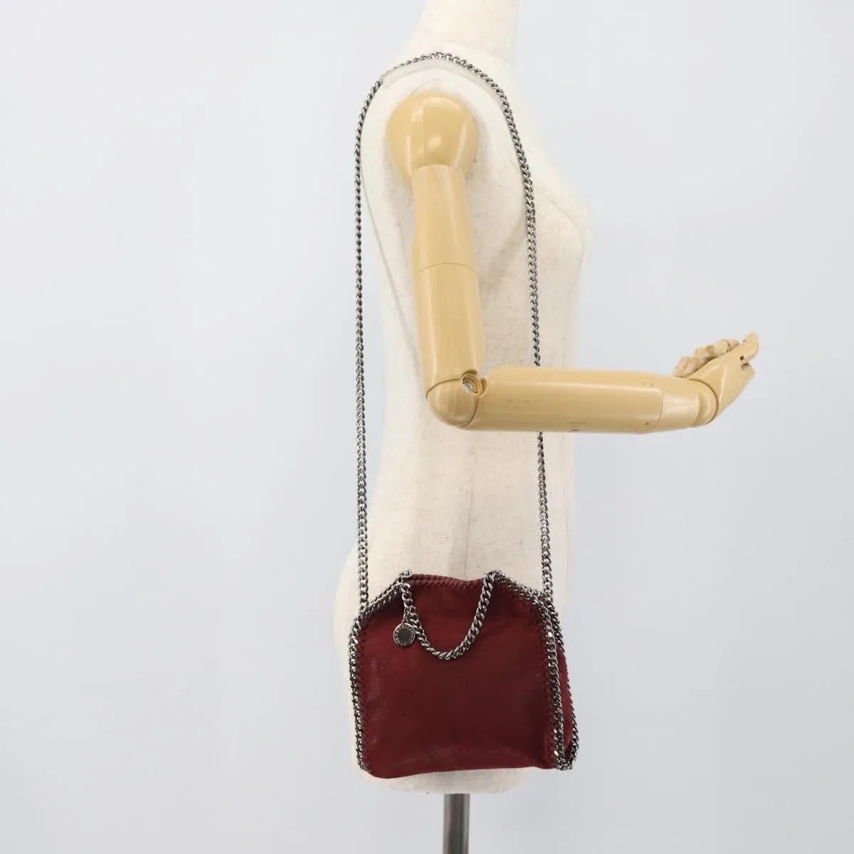 Stella McCartney Falabella Fold Over Clutch Faux Leather, Burgundy, Polyester, Crossbody Bag