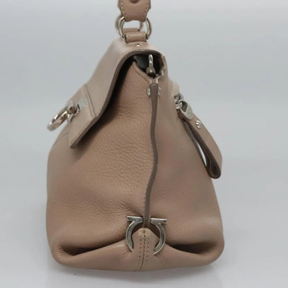 Salvatore Ferragamo Sofia Satchel Leather, Beige, Leather, Handbag