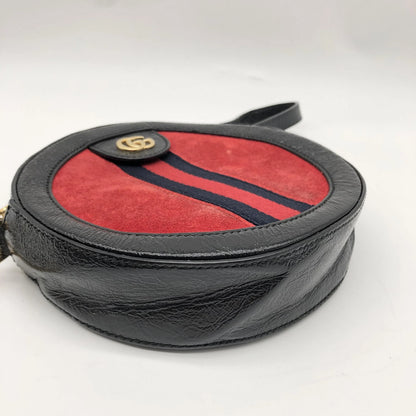 Gucci Ophidia Round Cross Body Suede and leather, Red, Canvas, Crossbody Bag