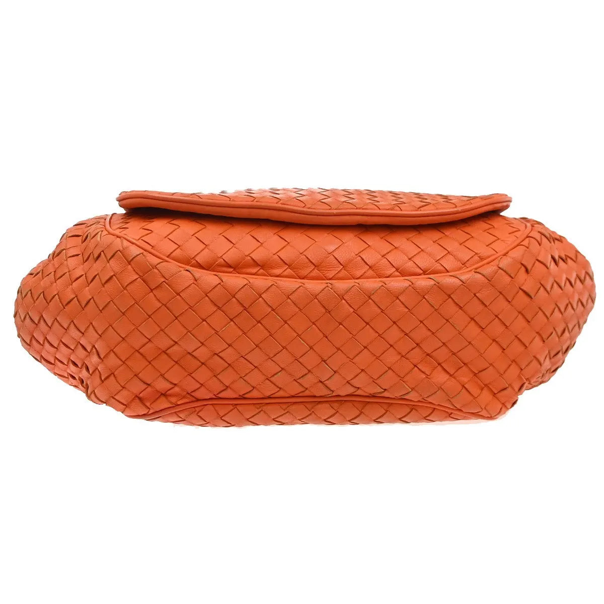 Bottega Veneta Intrecciato Shoulder Leather, Orange, Leather, Handbag