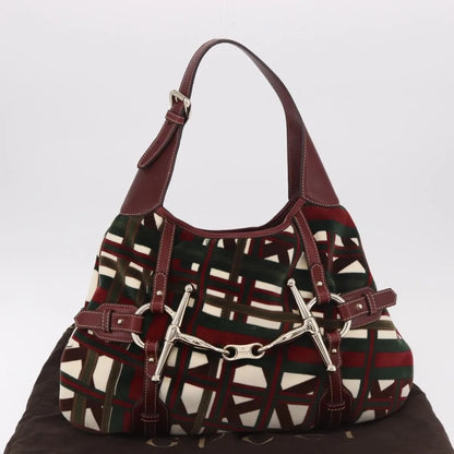 Gucci Vintage Jackie Shoulder Canvas and Leather, Green, Canvas, Shoulder Bag