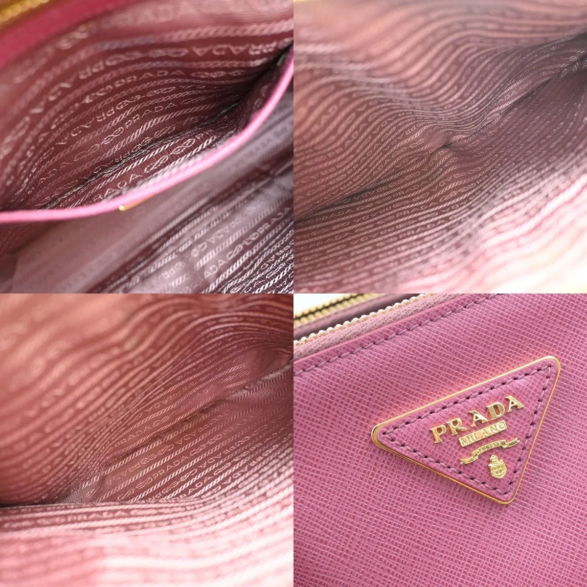 Prada Double Zip Lux Convertible Tote Saffiano Leather, Pink, Leather, Tote Bag