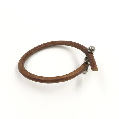 Hermes Lock Bracelet Leather and Metal, Brown, Leather, Bracelet