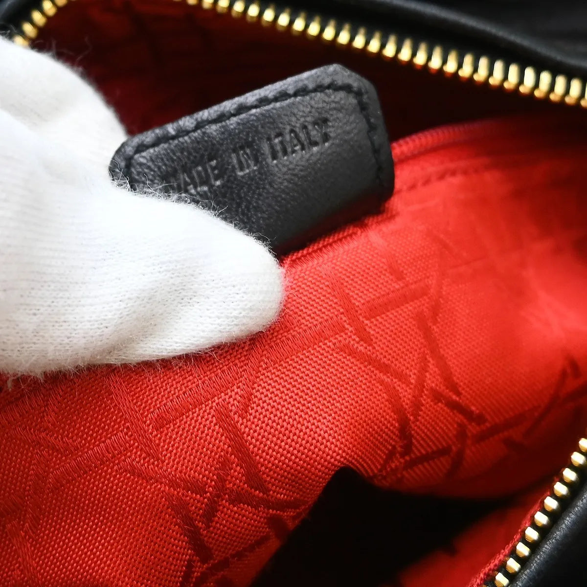 Christian Dior Lady Dior Cannage Quilt Lambskin, Black, Leather, Handbag