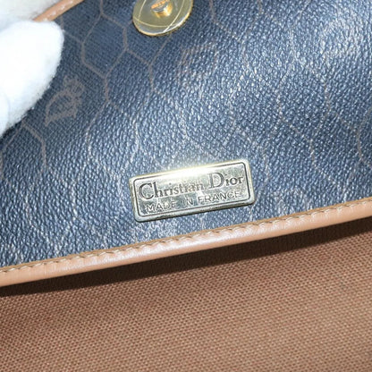 Christian Dior Vintage Honeycomb Flap Canvas and Leather, Black, PVC, Shoulder Bag
