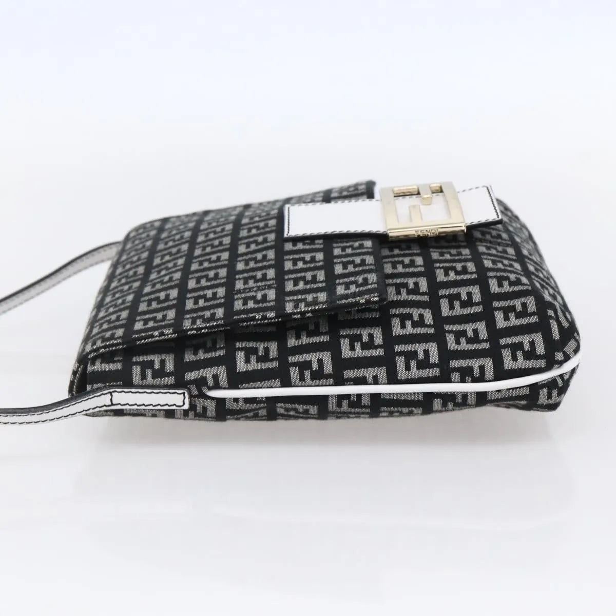 Fendi Vintage Flap Zucchino Canvas, Black, Canvas, Shoulder Bag