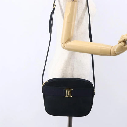 Salvatore Ferragamo Vala Leather, Navy, Leather, Shoulder Bag