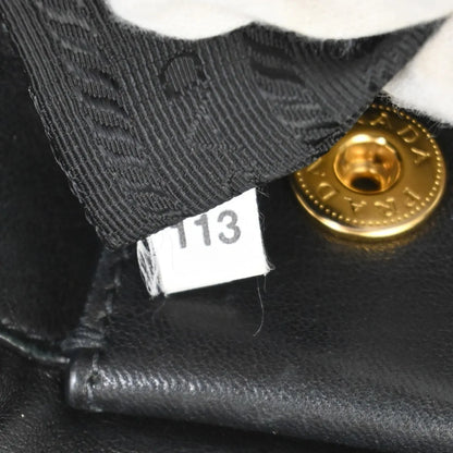 Prada Bow Tie Pleated Tote Leather, Black, Leather, Shoulder Bag