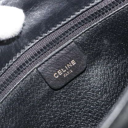 Celine Vintage Flap Leather, Black, Leather, Shoulder Bag