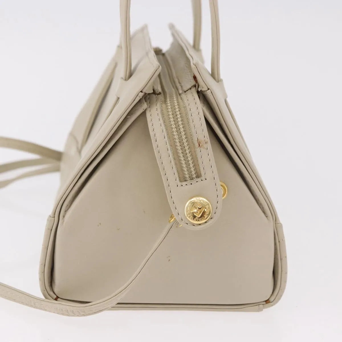 Fendi Vintage Handbag Leather, Beige, Leather, Handbag