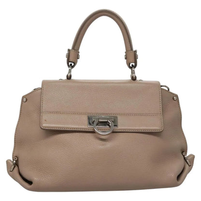Salvatore Ferragamo Sofia Satchel Leather, Beige, Leather, Handbag