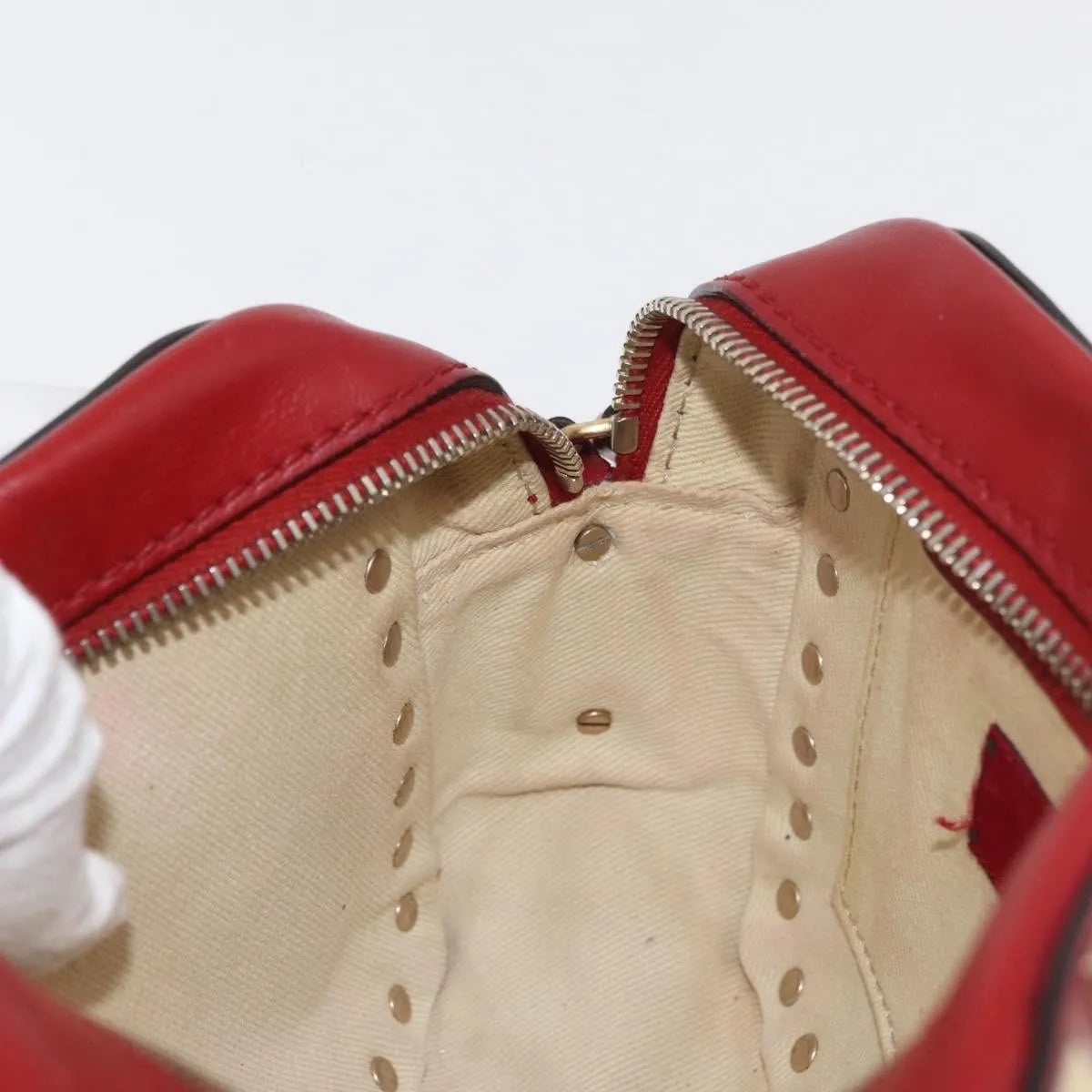 Valentino Garavani Rockstud Camera Leather, Red, Leather, Shoulder Bag