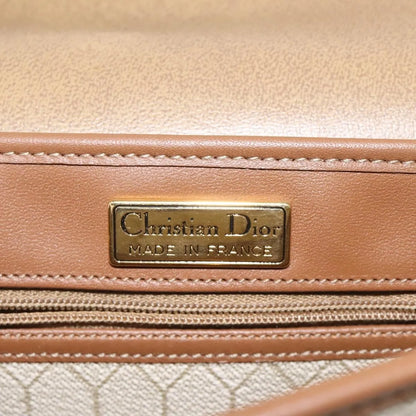 Christian Dior Vintage Honeycomb Flap Canvas and Leather, Beige, PVC, Shoulder Bag