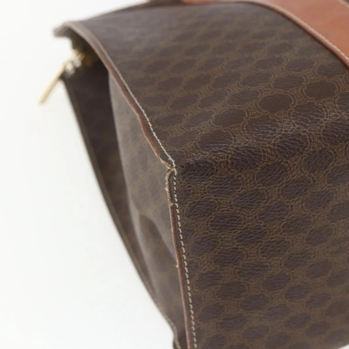 Celine Vintage Macadam Shopper Tote Canvas and Leather, Brown, Canvas, Tote Bag