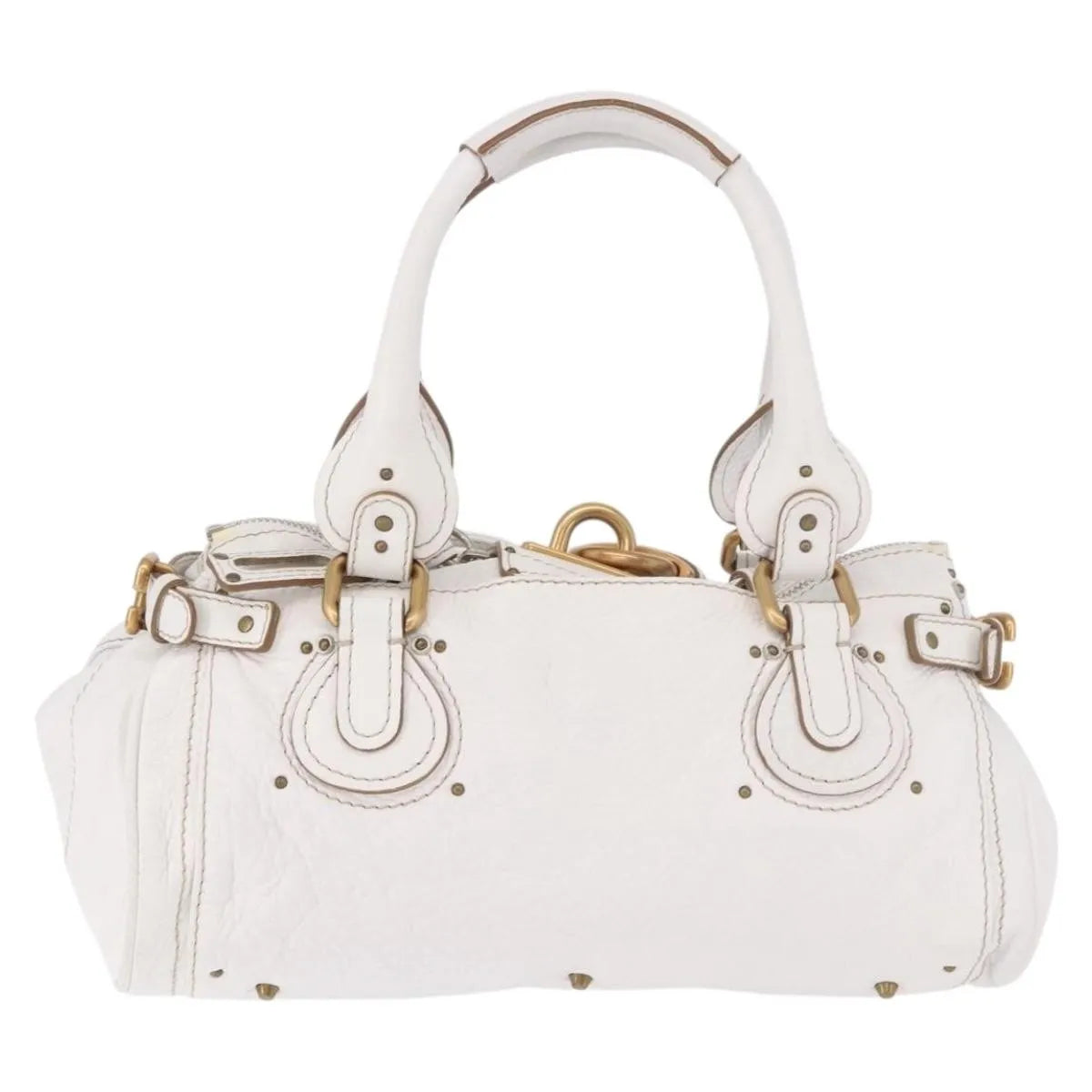 Chloe Paddington Lock Leather, White, Leather, Handbag