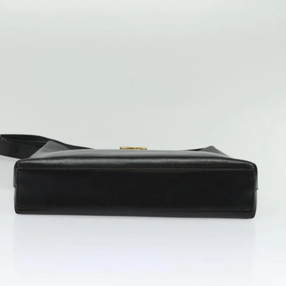 Salvatore Ferragamo Gancio Flap Hobo Leather, Black, Leather, Shoulder Bag