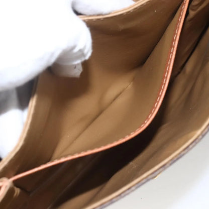 Celine Vintage Macadam Canvas and Leather, Brown, Canvas, Shoulder Bag