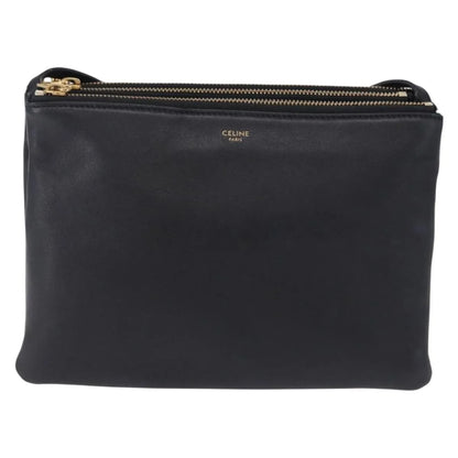 Celine Trio Leather, Black, Leather, Shoulder Bag