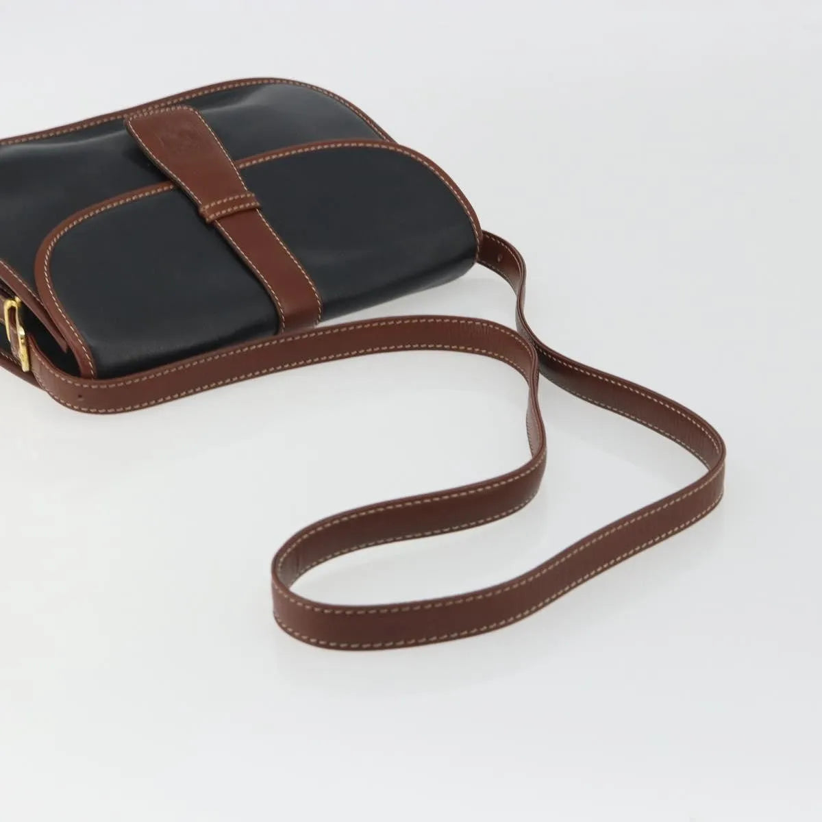 Celine Vintage Flap Leather, Black, Leather, Shoulder Bag